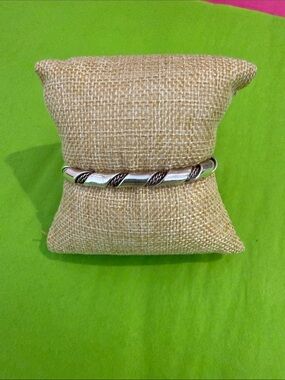 Sterling Silver Vintage Twisted Rope Heavy Cuff Bracelet - Silver